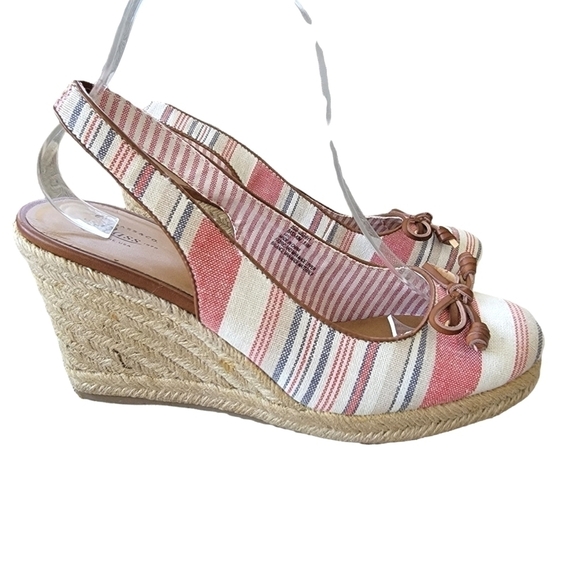 G.h. Bass & Co. Red/Blue Striped Canvas Sling Back Espadrilles 8.5 - Picture 4 of 8